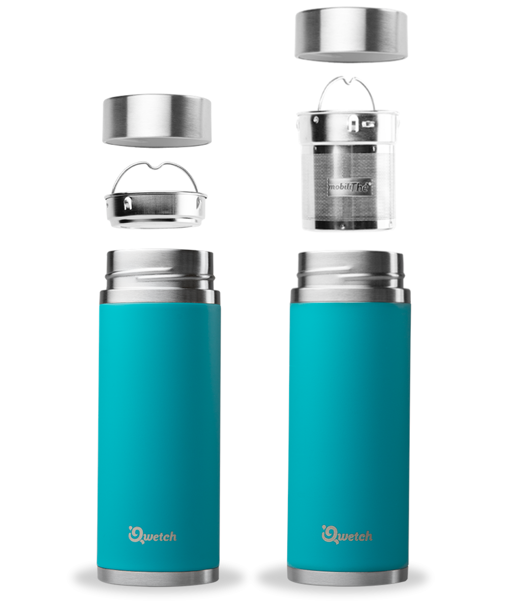 Blue turquoise Qwetch Insulated Stainless Steel tea mug - 300ml