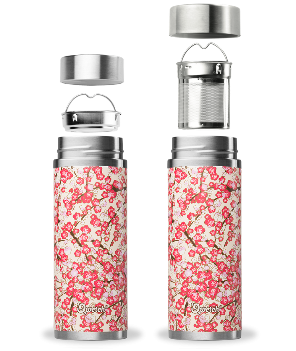 White Red Washi Qwetch Insulated Stainless Steel tea mug - 300ml