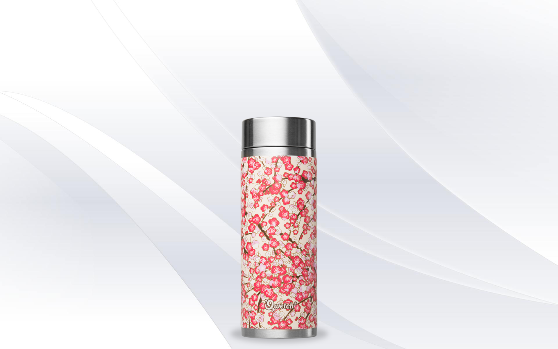 White Red Washi Qwetch Insulated Stainless Steel tea mug - 300ml